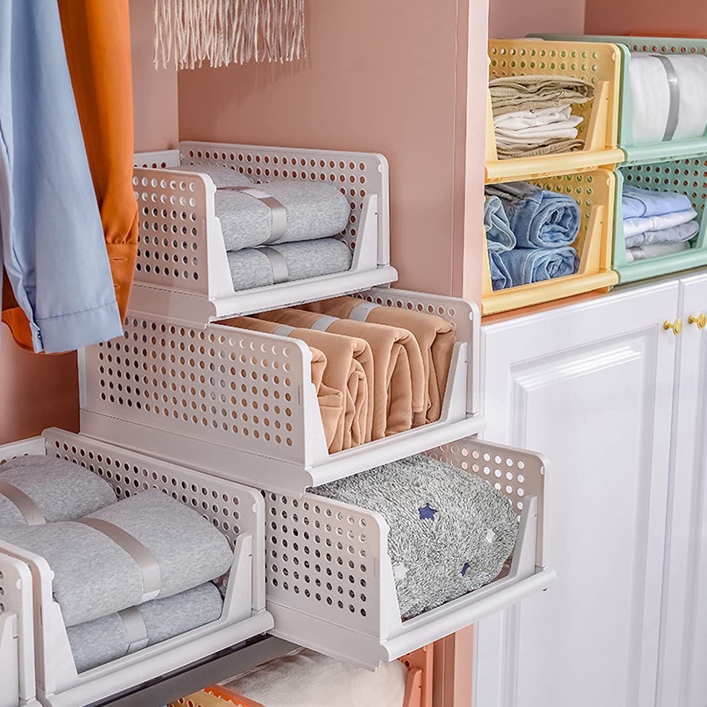Clear Plastic Clothes Storage Box Stackable Drawer Organizer