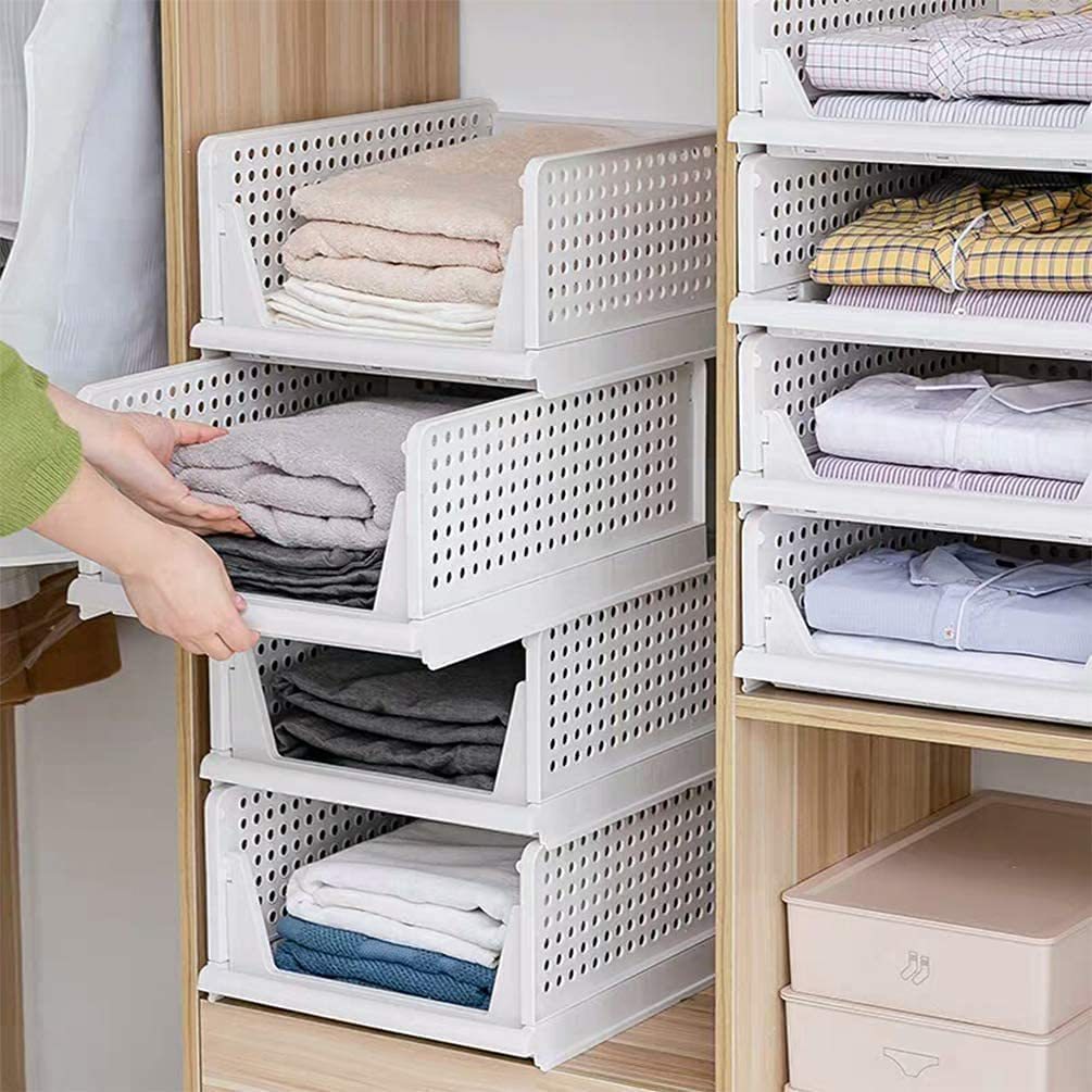 Clear Plastic Clothes Storage Box Stackable Drawer Organizer