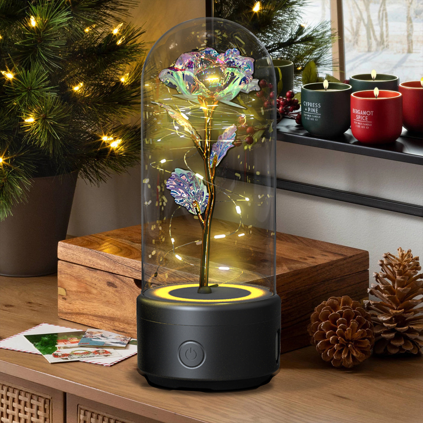 2-in-1 Harmony in Bloom Rose LED Light & Bluetooth Speaker