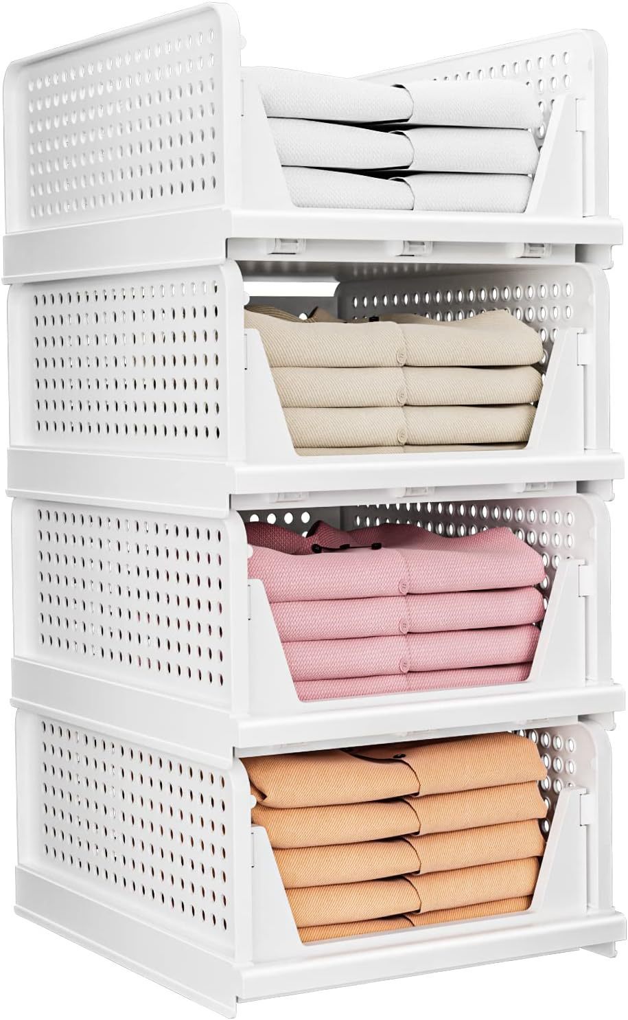 Clear Plastic Clothes Storage Box  Stackable Drawer Organizer