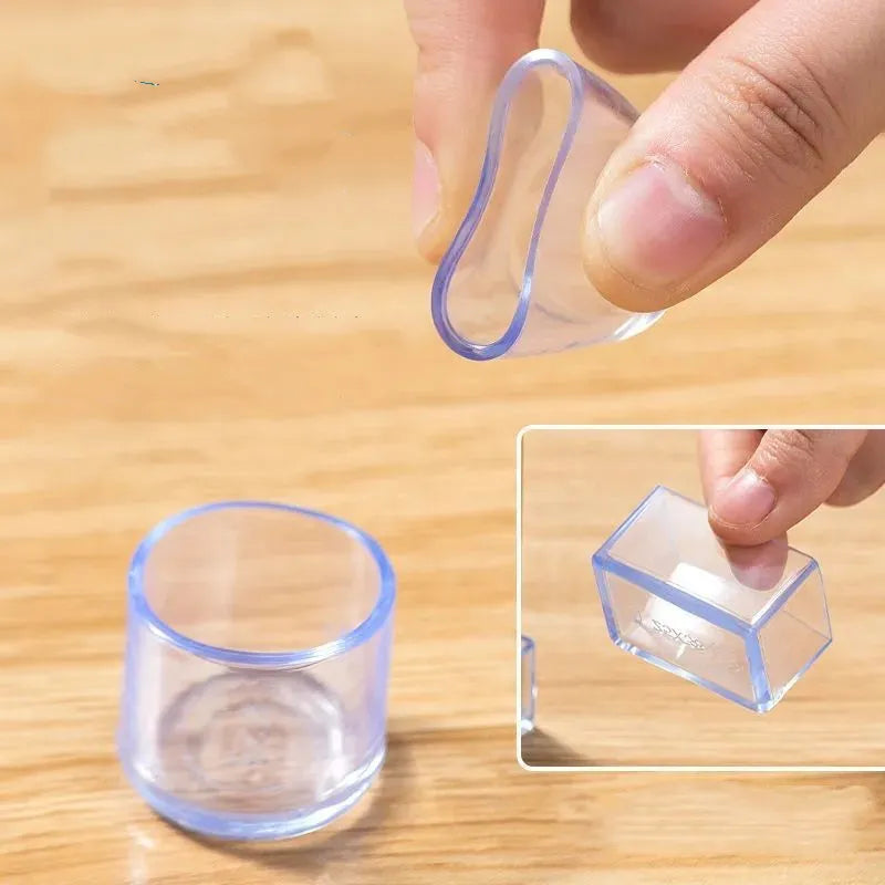 Premium Transparent Chair Leg Caps: Rubber Furniture Protectors