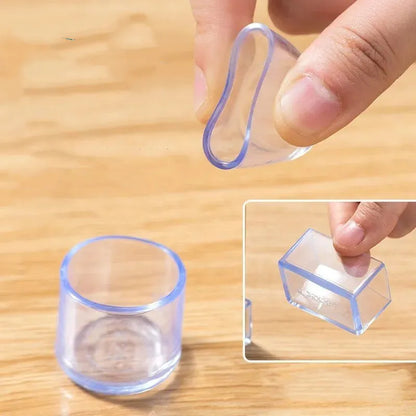 Premium Transparent Chair Leg Caps: Rubber Furniture Protectors