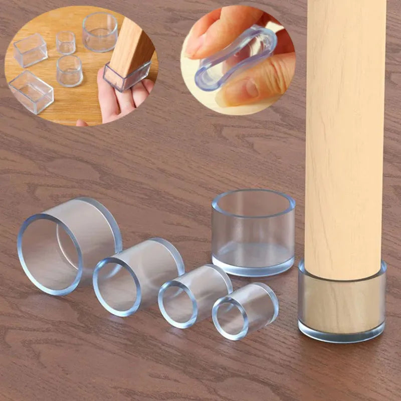 Premium Transparent Chair Leg Caps: Rubber Furniture Protectors