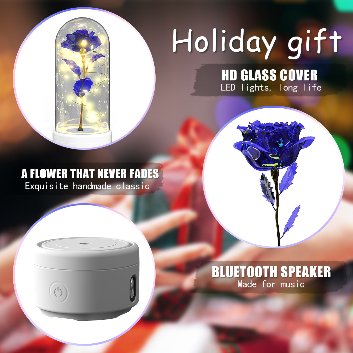 2-in-1 Harmony in Bloom Rose LED Light & Bluetooth Speaker