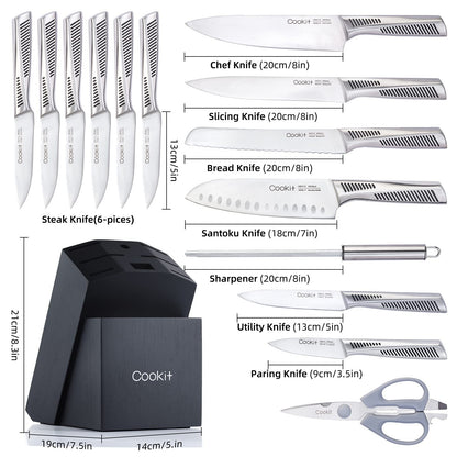 15-Piece German Stainless Steel Kitchen Knife Set