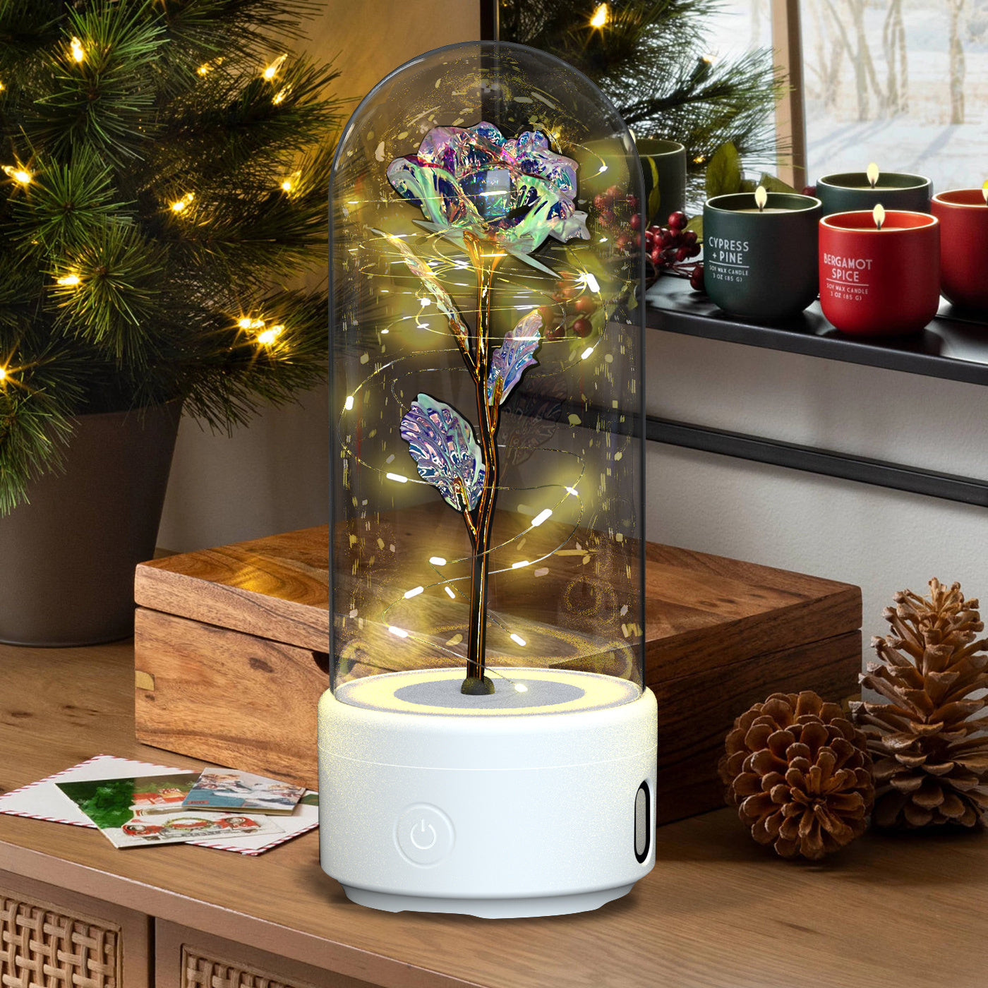 2-in-1 Harmony in Bloom Rose LED Light & Bluetooth Speaker